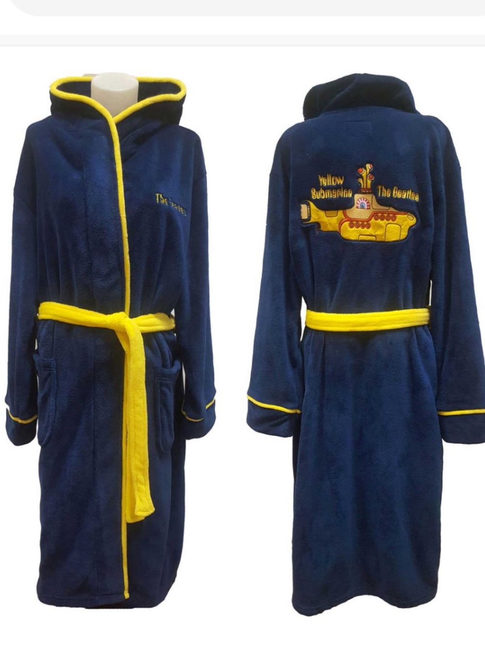 Official The Beatles Adult Unisex Rock Robe Yellow Submarine Embroidered 2 Side